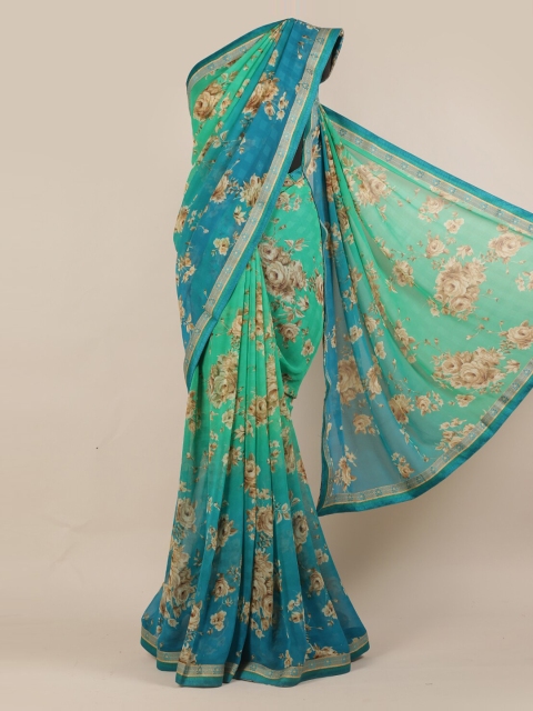 

Pothys Green & Blue Poly Chiffon Printed Saree