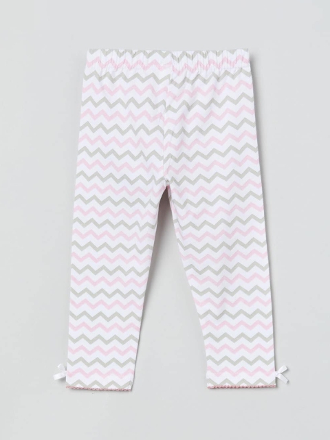 

max Girls White & Pink Chevron Printed Ankle Length Leggings