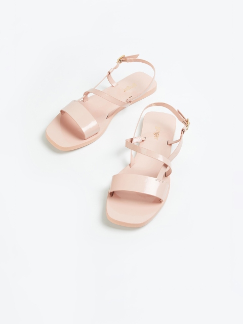 

Ginger by Lifestyle Women Beige Solid PU Open Toe Flats
