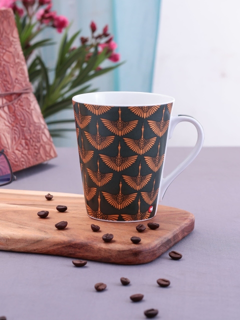 

CLAY CRAFT Green & Brown Floral Printed Ceramic Mug