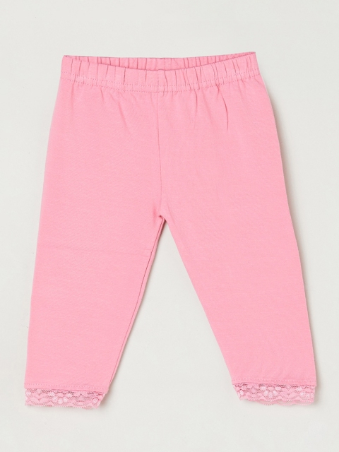 

max Girls Pink Solid Ankle-Length Leggings