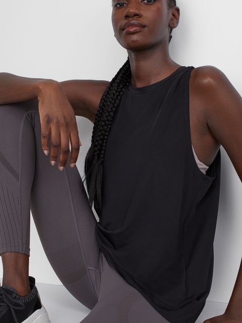 

H&M Women Black Solid Sports Sustainable Top