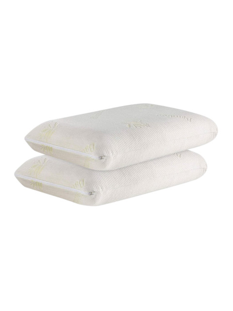 

The White Willow Set Of 2 Green Solid Regular Orthopedic Active Air Ventilated Memory Foam Bed Pillows