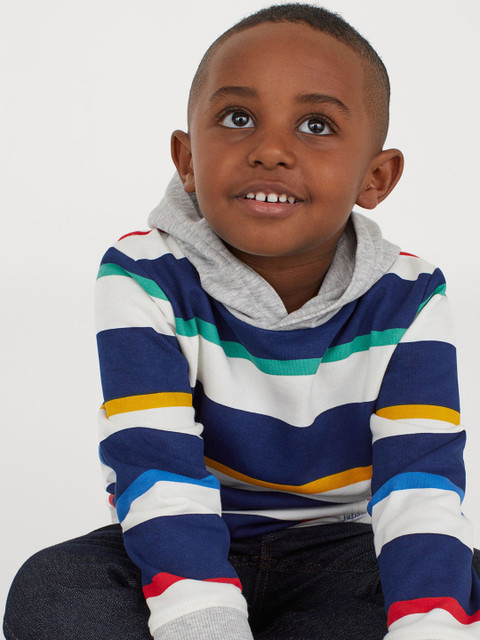 

H&M Boys Navy Blue & Grey Motif-Detail Hoodie