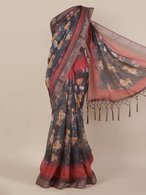 

Pothys Multicoloured Printed Linen Blend Saree, Multi
