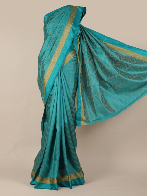 

Pothys Blue & Gold-Toned Jute Silk Woven Design Saree