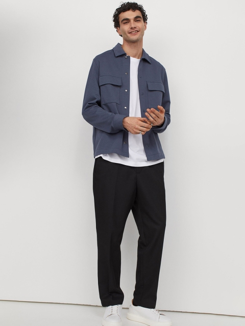 

H&M Men Blue Jersey Shirt Jacket