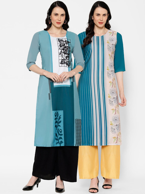 

7Threads Women Multicoloured Striped Straight Kurta, Multi
