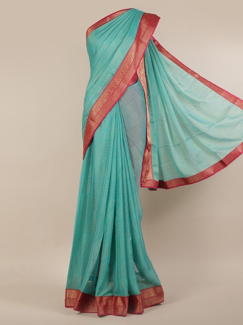 

Pothys Sea Green Woven Design Poly Chiffon Saree