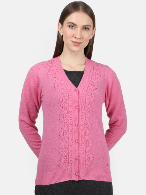 

Monte Carlo Women Pink Self Design Cardigan