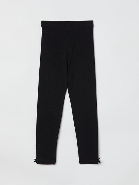 

max Girls Black Solid Ankle-Length Leggings