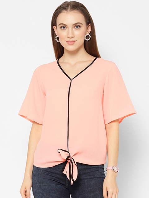 

NIXX Women Peach-Coloured Solid Top