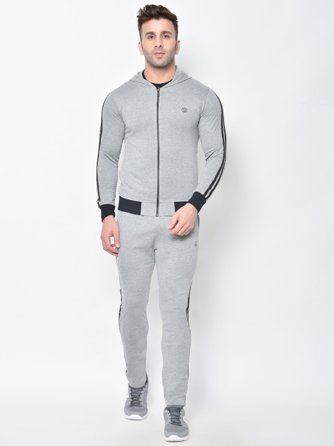 

Chkokko Men Grey Solid Tracksuit