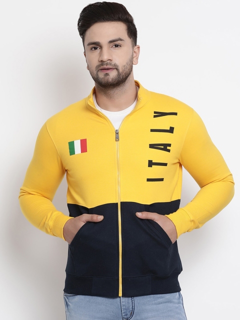 

COBB Men Yellow & Navy Blue Colourblocked Sweatshirt