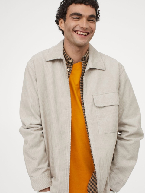 

H&M Men Beige Corduroy shirt jacket