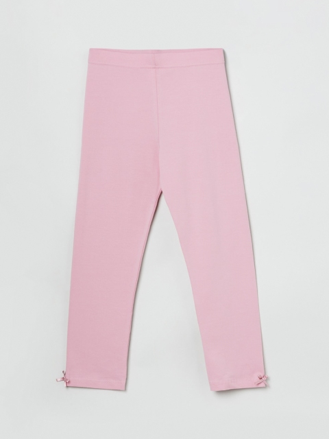 

max Girls Pink Solid Ankle-Length Leggings