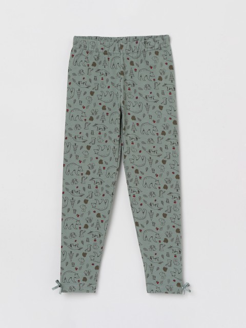 

max Girls Green & Black Printed Ankle-Length Leggings