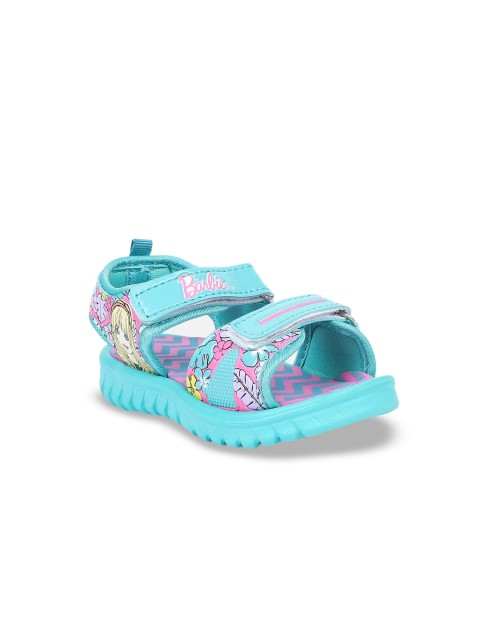 

Kids Ville Girls Blue Barbie Printed Open Toe Flats
