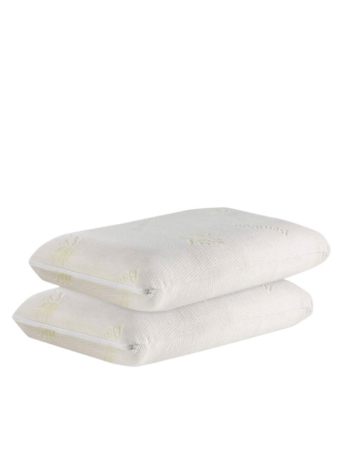 

The White Willow Set Of 2 Green Solid Regular Orthopedic Active Air Ventilated Memory Foam Bed Pillows