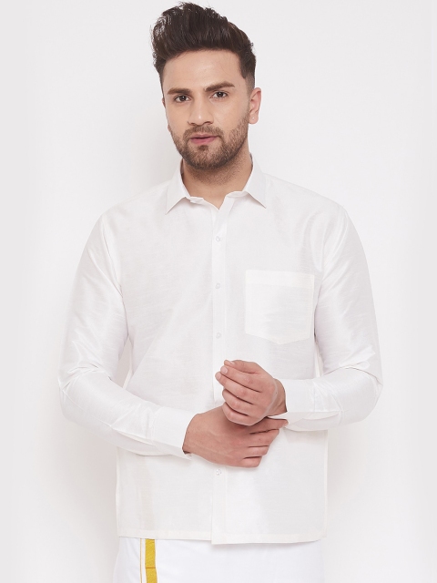 

VASTRAMAY Men White Regular Fit Solid Casual Shirt