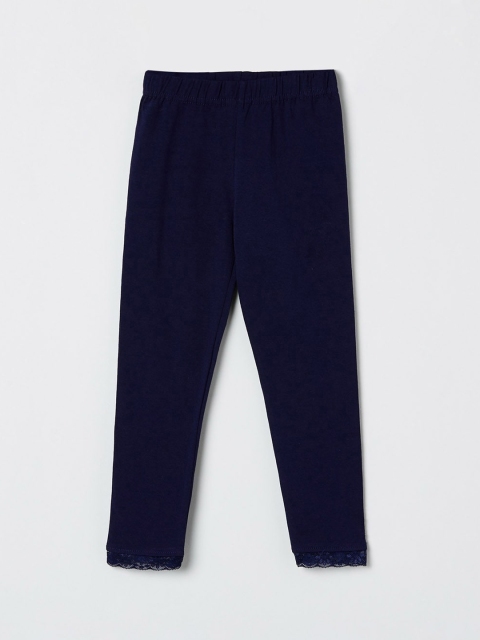 

max Girls Blue Solid Ankle-Length Leggings