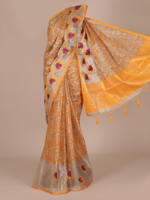 

Pothys Yellow & Beige Cotton Blend Woven Design Saree