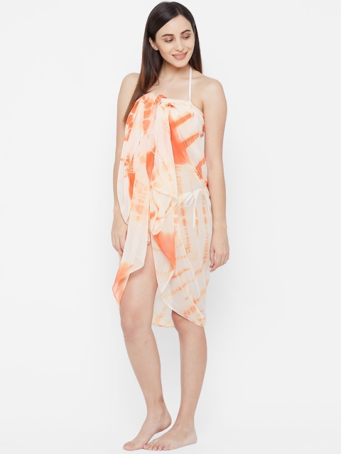 

Mirchi Fashion Women Orange & Cream Coloured Printed Sarong