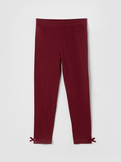 

max Girls Burgundy Solid Ankle-Length Leggings