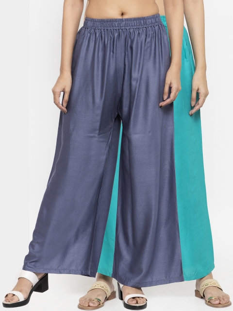

NEUDIS Women Pack Of 2 Solid Flared Palazzos, Turquoise blue