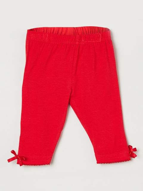 

max Infant Girls Red Solid Ankle-Length Leggings