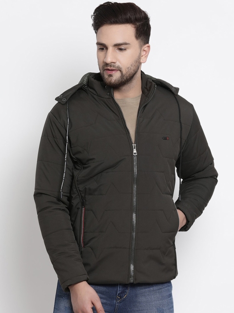 

COBB Men Olive Green Solid Lightweight Open Front Jacket