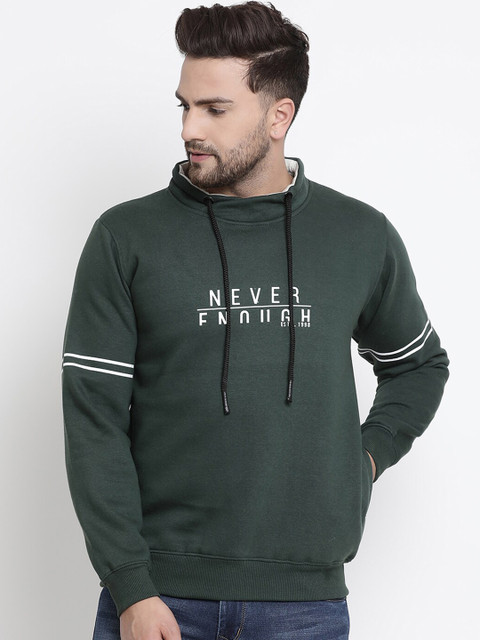 

COBB Men Olive Green Printed Hooded Sweatshirt