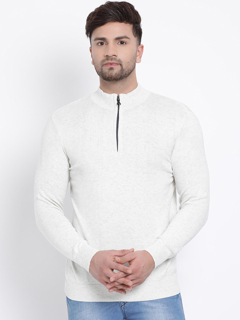 

COBB Men White Solid Pullover Sweater