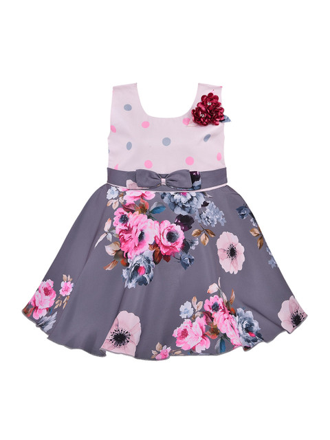 

Wish Karo Girls Grey Printed Fit and Flare Dress