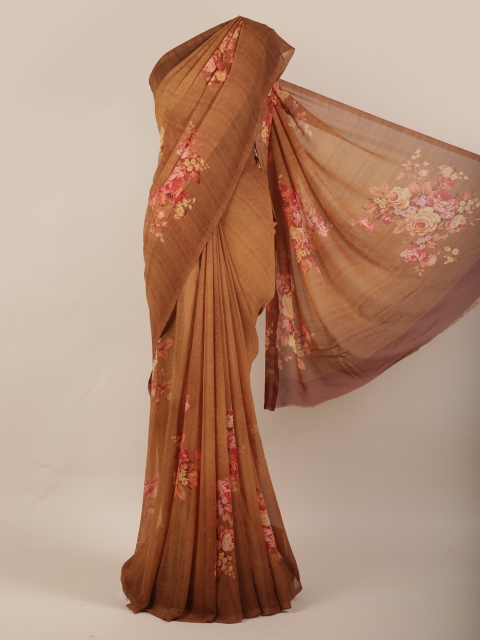 

Pothys Brown Printed Poly Chiffon Saree