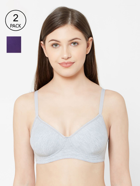 

Juliet Pack Of 2 Solid Non Padded Non Wired Everyday Bra SAKHI, Grey melange