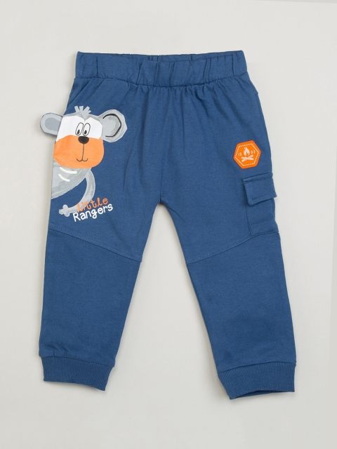 

max Infant Boys Blue & Grey Printed Joggers
