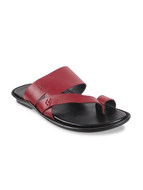 

Metro Men Maroon Solid Leather Comfort Sandals