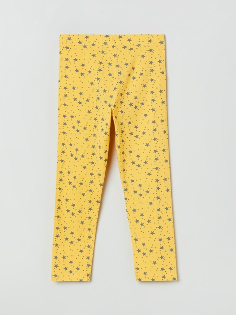 

max Girls Yellow & Grey Printed Ankle Length Leggings