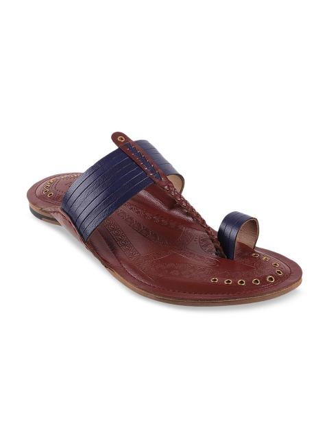 

Metro Men Blue Solid Leather Comfort Sandals
