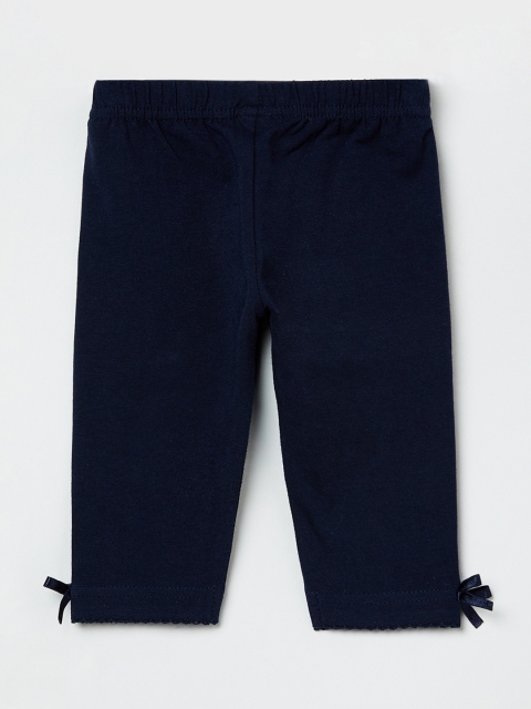 

max Infant Girls Navy Blue Solid Ankle-Length Leggings