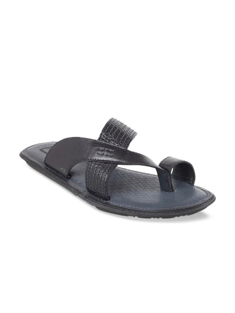 

Metro Men Black Solid Comfort Sandals