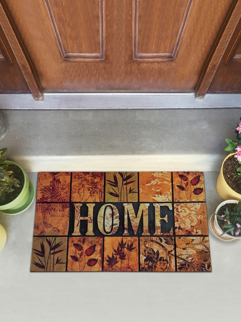 

OBSESSIONS Orange & Brown Printed Verona Anti-Skid Sustainable Outdoor Door Mat