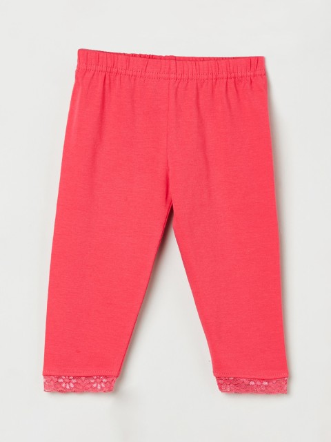 

max Infant Girls Pink Solid Ankle-Length Leggings