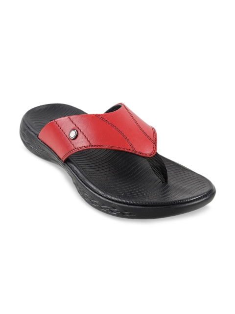 

Metro Men Red Solid Comfort Sandals