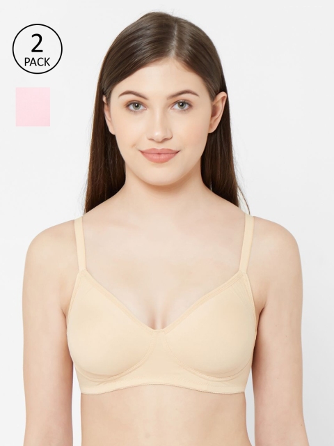 

Juliet Women Pack Of 2 Beige & Pink Solid Non-Padded Non-Wired Everyday Bra SAKHI