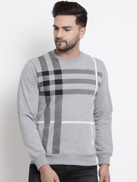 

COBB Men Grey & Black Checked Sweatshirt