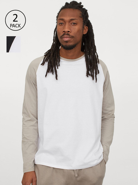 

H&M Men White & Black 2-pack Regular Fit tops