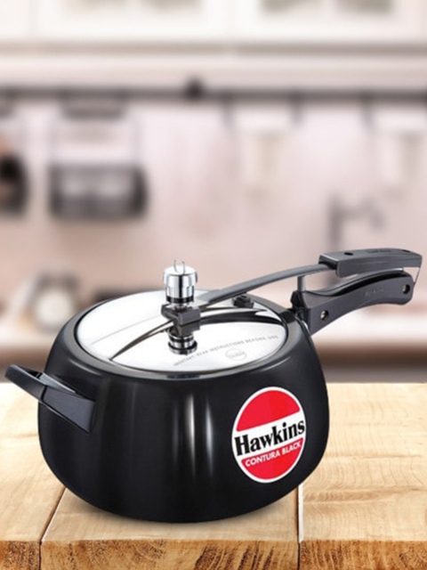

Hawkins Black & Silver-Toned Solid Hard Anodised Aluminium Pressure Cooker-5 Ltr