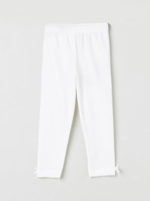 

max Girls White Solid Ankle-Length Leggings
